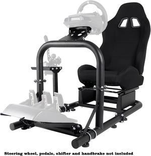 Minneer Racing Simulator Cockpit Gaming Frame with Black Seat Compatible with all Logitech G25 G27 G29 Thrustmaster T300RS TX Fanatec PC PS4 Xbox, Not Included Shifter, Steering Wheel, Pedals