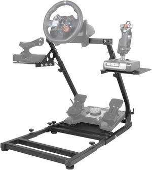 MoNiBloom Racing Steering Wheel Stand Cockpit with Racing Seat Simulator  Height Adjustable fit for Logitech G25, G27, G29, G920, Thrustmaster TX  F458, PS4 PS5 Xbox, Red 