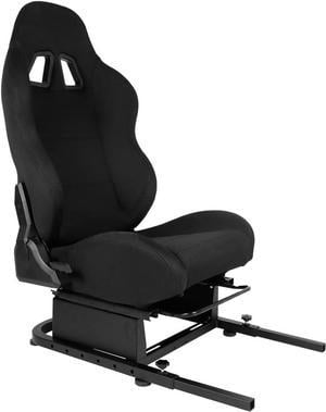 Minneer Racing Game Simulator Cockpit Seat for Steering Wheel Stands to Expand into Racing Simulator Cockpit with Black Double Locking Slides Cloth Breathable Gaming Seat(Reinforce)