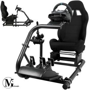 Minneer Racing Simulator Cockpit Universal Steering Wheel Stand with Seat suitable for Logitech G25 G27 G29 G920 G923 Thrustmaster T300 Fanatec WheelPedal not Include