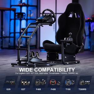 Minneer Racing Cockpit Frame Height Adjustable with Seat Tilt-Adjustable for G29 G920 T300RS T150 PS4 Xbox Wheel,Pedals NOT Included