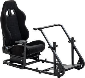 Minneer Racing Simulator Cockpit Adjustable with Blackseat Racing Wheel Stand Fits for Logitech G25 G27 G29 G920 G923 Thrustmaster Fanatec Fits for Xbox Playstation PC Platforms Wheel Pedals Not In