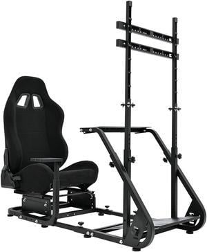 Minneer Racing Simulator Cockpit Racing Wheel Stand with Racing Seat Display Bracket fit Logitech G25 G27 G29 G920 G923 Thrustmaster Fanatec Steering Wheel Stand NO Wheel Pedals