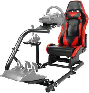 Minneer Racing Sim Simulator Cockpit with Professional Esports Red Seat fit for Thrustmaster T300RS TX Fanatec Logitech G25 G27 G29 G920 G923 Wheel Shifter Pedals NOT Included