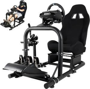 Minneer Racing Simulator Cockpit Gaming Frame with Black Seat Compatible with all Logitech G25 G27 G29 Thrustmaster T300RS TX Fanatec PC PS4 Xbox Not Included Shifter Steering Wheel Pedals