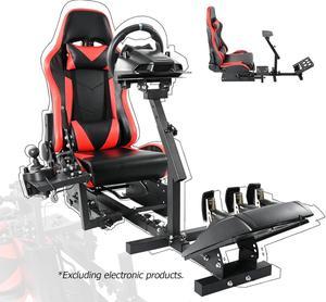 Minneer Racing Wheel Stand Driving Simulator Cockpit with Red Seat Fit with Logitech G25 G27 G29 G920 Fanatec Thrustmaster Racing Simulation Cockpit Wheel and Pedals Not Included