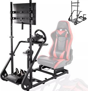 Minneer Racing Simulation Cockpit Racing Wheel Stand with Display Bracket,Steering Wheel Stand fit Logitech G25 G27 G29 G920 Fanatec Thrustmaster,NO Wheel Pedals Screen Seat