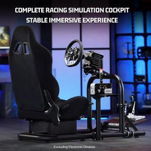 Minneer Racing Simulator Cockpit Gaming Frame with Black Seat Compatible with all Logitech G25 G27 G29 Thrustmaster T300RS TX Fanatec PC PS4 Xbox, Not Included Shifter, Steering Wheel, Pedals
