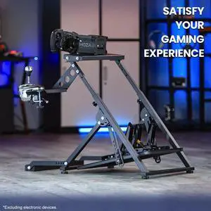 Minneer New Upgrade Steering Wheel Stand X Mount Compatible with PXN, Thrustmaster, Logitech, Fanatec Controller Foldable & Adjustable Driving Frame, Wheel & Shifter & Pedal & Handbrake Not Included