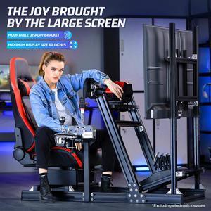 Minneer Aluminum Profile Racing Simulator Cockpit, With Unlimited Adjustment, Suitable For Thrustmaster/Fanatec/Moza/Logitech g29 g920, Racing Wheel Frame With Seat And Display Bracket