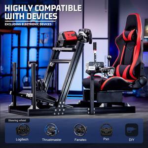 Minneer Racing Simulator Cockpit Frame with Adjustable Aluminum Fit for Logitech/Thrustmaster/Fanatec/Moza/ G29 G920 G923 T818,Racing Wheel Stand with Seat,electronic devices Not Included