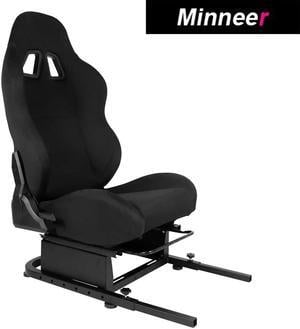 Minneer Racing Game Simulator Cockpit Seat for Steering Wheel Stands to Expand into Racing Simulator Cockpit with Black Double Locking Slides Cloth Breathable Gaming Seat(Reinforce)