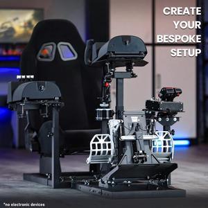 Minneer Universal Flight Simulation Cockpit with Racing Seat or Racing Wheel Stand Adjustable Compatible with Thrustmaster HOTAS Warthog,Logitech G29 G920 Wheels,Pedals,Throttle,Joystick Not Included