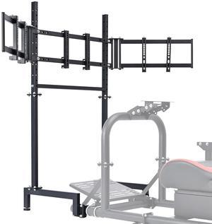 Minneer Sim Racing Triple Monitor Stand with Adjustable Height & Width for 24-32 Inch Display 3 Screens TV Mount Compatible with Round Tube Racing Sim Cockpit