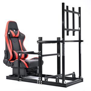 Minneer Racing Simulator Cockpit with Red Seat&Monitor Mount Fits for Logitech G29 G920 G923 Thrustmaster T300RS Aluminium and Carbon Steel Racing Stand Without Shift levers Steering Wheels Pedals