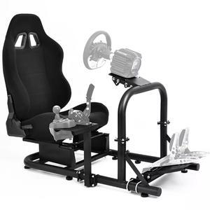 Minneer Racing Cockpit Frame with Black Seat Upgrade Stable Racing Wheel Stand for Logitech G25 G27 G29 G920, Thrustmaster, Fanatec, Wheel Pedal and Shifter Not Include