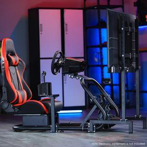 Minneer Racing Simulator Cockpit with Red Seat and Monitor Stand Fit for Logitech/Thrustmaster/Fanatec G29/G920/T248, Racing Wheel Stand(TV Wheel Pedal Not Included)