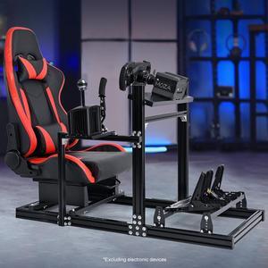 Minneer Racing Simulator Cockpit with Red Seat Aluminium Racing Stand for Logitech G920 G923 Thrustmaster T300RS without Steering Wheel Pedals And Handbrake