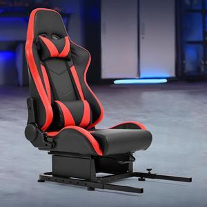 Minneer Racing Rear Seat Stand Seat Add-On Stand for Steering Wheel Stands to Expand into Racing Simulator Cockpit with Red PU Leather Neck Lumbar with Cushion Gaming Seat(Reinforce)