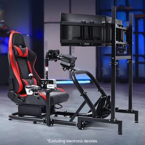 Minneer Racing Simulator Cockpit with Triple Monitor Stand and Red Seat Fit for Logitech/Thrustmaster/Fanatec T500RS TX G29 G920 G923 CSL-DD, No Steering Wheel,Pedal,Handbrake