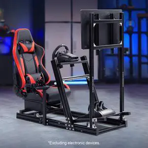Minneer Aluminum Profile Racing Simulator Cockpit, With Unlimited Adjustment, Suitable For Thrustmaster/Fanatec/Moza/Logitech g29 g920, Racing Wheel Frame With Seat And Display Bracket