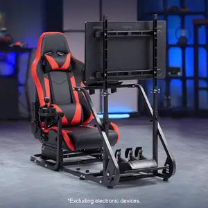 Minneer Racing Simulator Cockpit Stand with Monitor Mount Racing Wheel Stand with Red Seat fit Logitech G25 G27 G29 G920 Thrustmaster,NO Steering Wheel Shift Lever Pedal Display