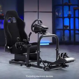 Minneer Racing Simulator Cockpit Gaming Frame with Black Seat Compatible with all Logitech G25 G27 G29 Thrustmaster T300RS TX Fanatec PC PS4 Xbox, Not Included Shifter, Steering Wheel, Pedals