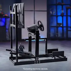 Minneer Racing Simulator Cockpit Stand with Monitor Mount Fit for Logitech/Thrustmaster/Fanatec G29 G920 G923 T300, Adjustable Steering Wheel Stand, Not Included Wheel, Pedals & Shifter