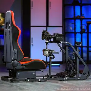 Minneer Adjustable Racing Simulator Cockpit Frame with Gear Shifter Mount fit for Logitech G25 G27 G29 G920,Thrustmaster, with Red Seat Not Include Steering Wheel Pedal and Handbrake