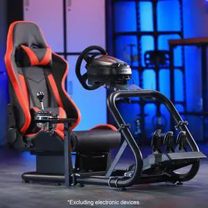 Minneer Racing Sim Cockpit Stand with comfortable Seat Fit for Logitech/Fanatec/Thrustmaster G27 G923 G920,Large Round Tube&Adjustable Professional Driving Race Mount,Wheel Pedal Handbrake Not Include