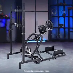 Minneer Racing Sim Cockpit with Monitor Stand Fit for Logitech/Fanatec/Thrustmaster G27 G923 G920,50mm Large Round Tube Driving Simulator Stand, No Steering Wheel/Shift/Pedal/TV