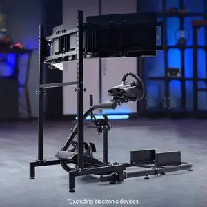 Minneer Racing Cockpit with Triple Monitor Stand Fit for G923 G920 T500,FANTEC,T3PA/TGT Stable & Strong Steering Wheel Stand Wheel and Pedals Not Included