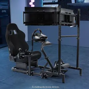 Minneer Driving Racing Simulator Cockpit with Triple Display Stand & Black Seat Fit for Fantec, Logitech,G923 G25 G920 T500 Wheel and Pedals Not Included Minneer Driving Racing Simulator Cockpit with Triple Display Stand & Black Seat Fit for Fantec, Logitech,G923 G25 G920 T500 Wheel and Pedals Not Included