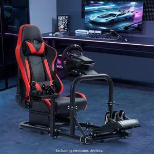 Minneer Racing Cockpit Frame with Red Seat Upgrade Stable Racing Wheel Stand Adjustable Fit for Logitech G25 G27 G29 G920,Thrustmaster T80 T150 Wheel, Pedals,and Shifter Not Minneer Racing Cockpit Frame with Red Seat Upgrade Stable Racing Wheel Stand Adjustable Fit for Logitech G25 G27 G29 G920,Thrustmaster T80 T150 Wheel, Pedals,and Shifter Not