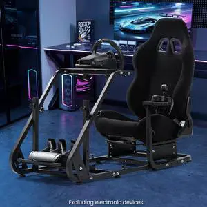 Minneer Racing Simulator Cockpit with Comfortable Gaming Seat Mountable Monitor Stand Fit for Logitech/Thrustmaster/Fanatec G25 G27 G29 T248 T300, Gaming Steering Wheel Stand. Minneer Racing Simulator Cockpit with Comfortable Gaming Seat Mountable Monitor Stand Fit for Logitech/Thrustmaster/Fanatec G25 G27 G29 T248 T300, Gaming Steering Wheel Stand.