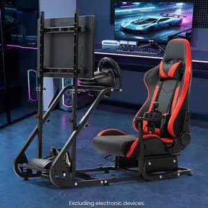 Minneer Racing Simulator Cockpit Stand with Monitor Mount Racing Wheel Stand with Red Seat fit Logitech G25 G27 G29 G920 Thrustmaster,NO Steering Wheel Shift Lever Pedal Display Minneer Racing Simulator Cockpit Stand with Monitor Mount Racing Wheel Stand with Red Seat fit Logitech G25 G27 G29 G920 Thrustmaster,NO Steering Wheel Shift Lever Pedal Display