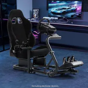 Minneer Racing Sim Cockpit with Black Seat Fit for Logitech/Thrustmaster/Fanatec/PXN G29, Adjustable Gaming Simulator Stand, Wheel,Pedal & Shifter Not Include Minneer Racing Sim Cockpit with Black Seat Fit for Logitech/Thrustmaster/Fanatec/PXN G29, Adjustable Gaming Simulator Stand, Wheel,Pedal & Shifter Not Include