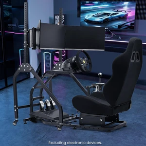 Minneer Adjustable Racing Simulator Cockpit with Triple Monitor Stand and Ergonomic Driving Seat Compatible with Logitech/Thrustmaster, No electronic equipment Minneer Adjustable Racing Simulator Cockpit with Triple Monitor Stand and Ergonomic Driving Seat Compatible with Logitech/Thrustmaster, No electronic equipment