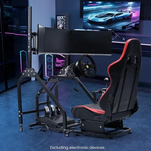 Minneer Adjustable Racing Simulator Cockpit with Triple Monitor Stand and Seat Compatible with Logitech G29 G920 G923, for Thrustmaster T128 T150 T248 T300, No electronic equipment Minneer Adjustable Racing Simulator Cockpit with Triple Monitor Stand and Seat Compatible with Logitech G29 G920 G923, for Thrustmaster T128 T150 T248 T300, No electronic equipment