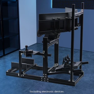 Minneer Aluminum Profile Racing Simulator Cockpit With Triple Monitor Mount, Fit For Logitech/Thrustmaster/Moza Direct Drive Steering Wheel, Universal Adjustable Multi Cockpit Minneer Aluminum Profile Racing Simulator Cockpit With Triple Monitor Mount, Fit For Logitech/Thrustmaster/Moza Direct Drive Steering Wheel, Universal Adjustable Multi Cockpit