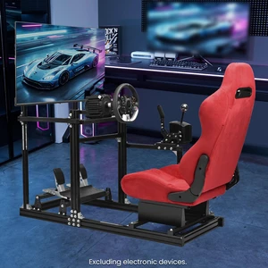 Minneer 3060 Aluminium and Carbon Steel Racing Simulator Cockpit with Suede Seat&Monitor Mount Fits for Logitech G29 G920 G923 T300RS Gaming Steering Wheel Stand Without Shift levers Steering Minneer 3060 Aluminium and Carbon Steel Racing Simulator Cockpit with Suede Seat&Monitor Mount Fits for Logitech G29 G920 G923 T300RS Gaming Steering Wheel Stand Without Shift levers Steering