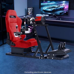 Minneer Racing Sim Cockpit With Red Suede Seat Fit for Logitech G29 G920 G923, For Thrustmaster ,Not Include Steering Wheel Pedal and Handbrake Minneer Racing Sim Cockpit With Red Suede Seat Fit for Logitech G29 G920 G923, For Thrustmaster ,Not Include Steering Wheel Pedal and Handbrake