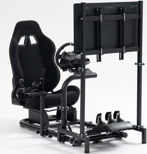 Minneer Racing Simulator Cockpit Black Playseat with Monitor Mount fit for Logitech, Thrustmaster, Fanatec,G29 G920 G27, Sim Racing Cockpit Frame, TV Wheel Pedal Shifter Not Include