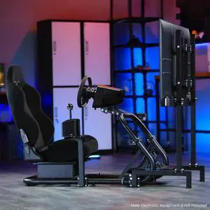 Minneer Racing Simulator Cockpit with TV Stand&Seat Adjustable Fit for Logitech I Thrustmaster I FANATEC G920,Double Arm Triangle Support,Shifter Platform Upgrade,No Wheel Pedal TV Handbrake