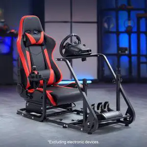 Minneer G29/G923/G27 Racing Simulator Cockpit with Racing Seat, Applicable to T248PS/ T248XBox /T300RS GT Racing Steering Wheel Frame Adjustable Height Wheel Pedals NOT