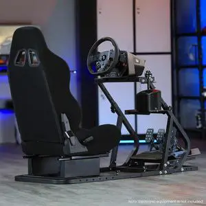 Minneer G29 Racing Simulator Cockpit with Black Seat Compatible with Thrustmaster/Logitech/PXN/Fanatec G29 G923 G920 T300 T248 Directly drive motor within 5n/m