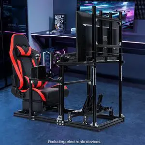 Minneer Racing Simulator Cockpit Stand with Monitor Mount and Red Seat Fit for Logitech/Thrustmaster/Fanatec G920 G923 T80, Adjustable Steering Wheel Stand, Not Included Wheel, Pedals & Shifter Minneer Racing Simulator Cockpit Stand with Monitor Mount and Red Seat Fit for Logitech/Thrustmaster/Fanatec G920 G923 T80, Adjustable Steering Wheel Stand, Not Included Wheel, Pedals & Shifter