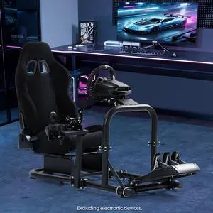 Minneer Racing Simulator Cockpit with Comfortable Black Seat Fit for Logitech/Thrustmaster/Fanatec G29 G920 G923 T300RS T500, Upright Stable Driving Sim Stand, without Steering Wheel/Pedal/Shifter Minneer Racing Simulator Cockpit with Comfortable Black Seat Fit for Logitech/Thrustmaster/Fanatec G29 G920 G923 T300RS T500, Upright Stable Driving Sim Stand, without Steering Wheel/Pedal/Shifter