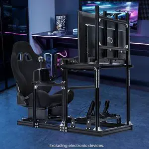 Minneer Racing Simulator Cockpit Stand with Monitor Mount and Black Seat Fit for Logitech/Thrustmaster/Fanatec G920 G923 T80, Adjustable Steering Wheel Stand, Not Included Wheel, Pedals & Shifter Minneer Racing Simulator Cockpit Stand with Monitor Mount and Black Seat Fit for Logitech/Thrustmaster/Fanatec G920 G923 T80, Adjustable Steering Wheel Stand, Not Included Wheel, Pedals & Shifter