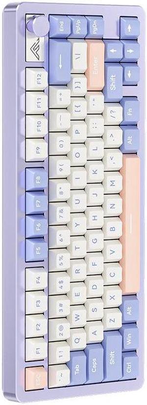 WSIRAK Wireless Mechanical Keyboard 65% Knob Control CNC Aluminum Gaming Keyboard BT/2.4G/Wired Hot Swappable Pre-lubed Switches Gasket Mounted RGB Keyboard for Win/Mac Purple White
